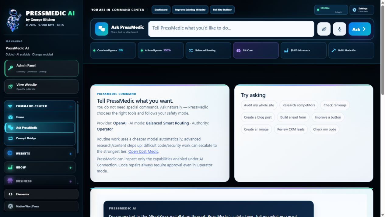 PressMedic Ask PressMedic product screen