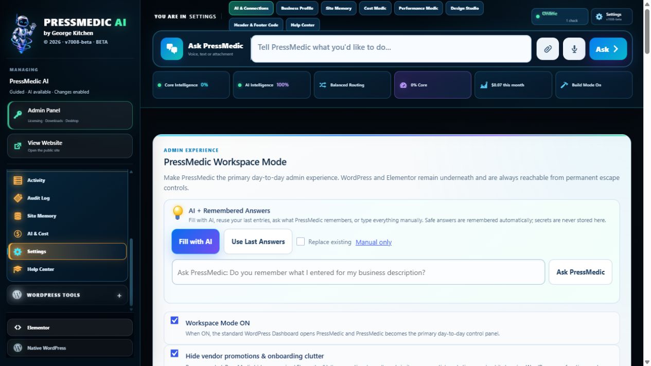 PressMedic OpenAI connection dialog